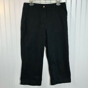 Jones Sport Cropped Pants Women’s 12 Black Flat Front Front Pockets Wide Legs